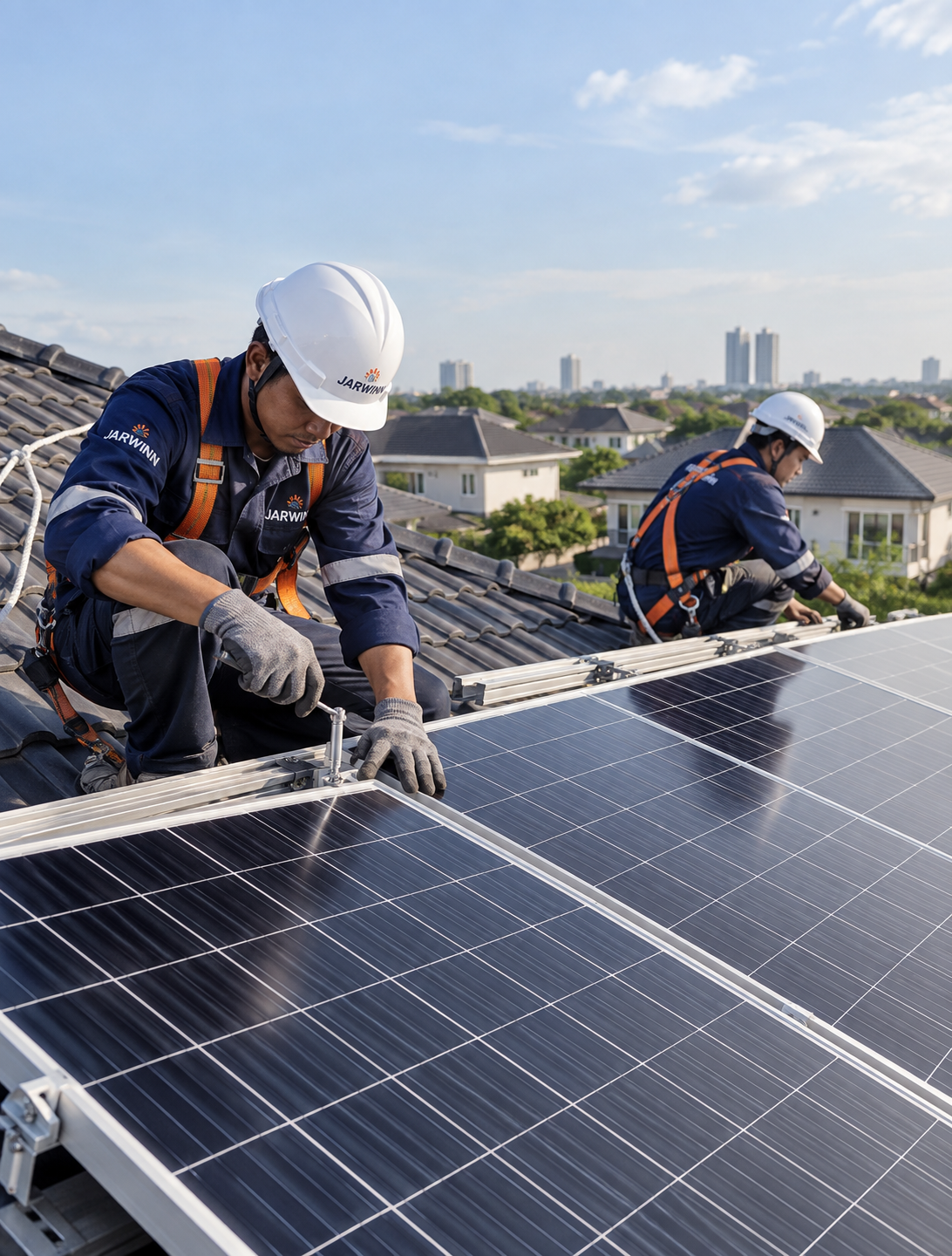 Solar technician working